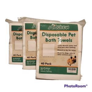Disposable Pet Bath Towels 3 pk. 120 total towels.